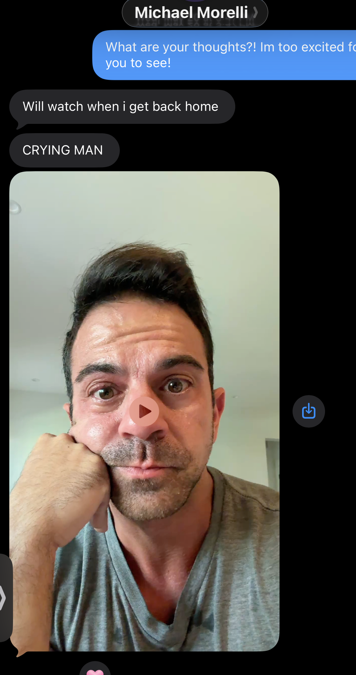 Michael's text message: CRYING MAN